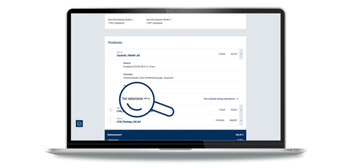 Laptop zeigt Screenshot des Reklamationsvorgangs