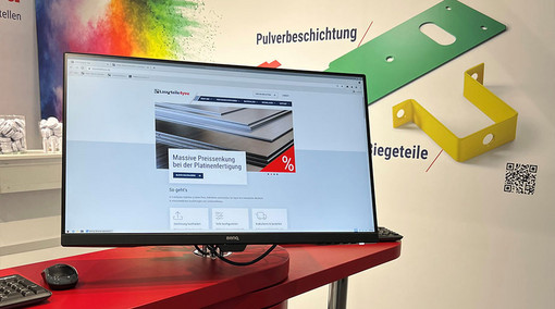 Bildschirm zeigt Laserteile4you Online-Portal