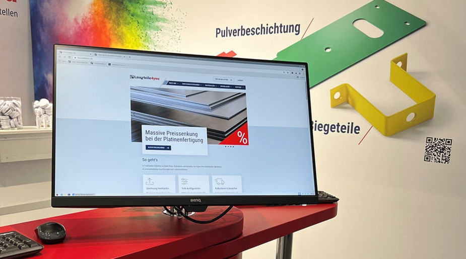 Bildschirm zeigt Laserteile4you Online-Portal