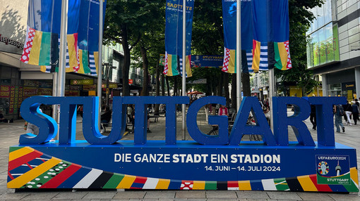 Europameisterschaft Stuttgart-Schriftzug auf der Königstraße