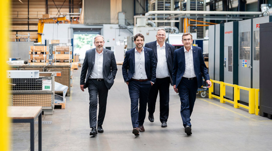 Das Führungsteam aus (v.l.n.r.) Frank Niedermaier (CSO), Kai Klenk (CTO), Achim Hinterkopf (CEO) sowie Lothar Weber (COO)