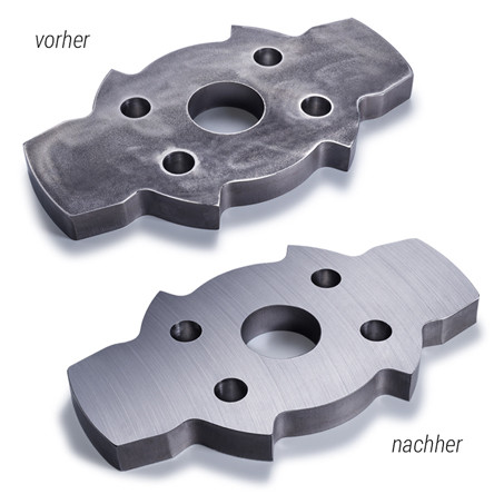 Vorher/Nachher-Bild eines geschliffenen Brennzuschnitts