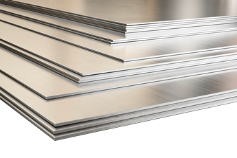 Aluminium Metallplatten liegen in einem Stapel aufeinander